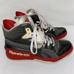 Reebok Commitment Mid RARE RETRO D Silver White Red Shark 8 Vintage